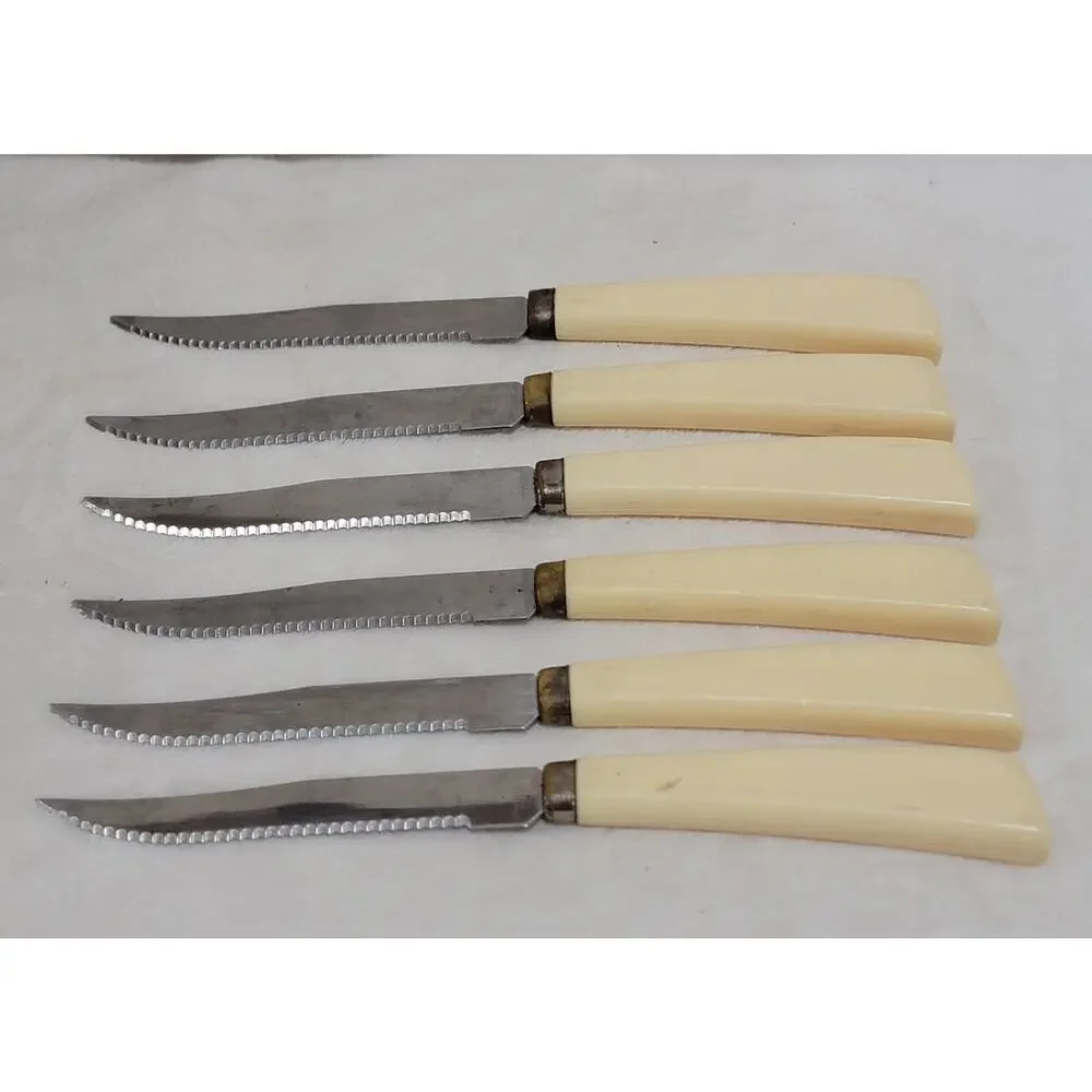 Set Of 6 Vintage Quikut Serrated Steak Knives